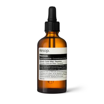 Resolute Facial Concentrate in an amber glass bottle